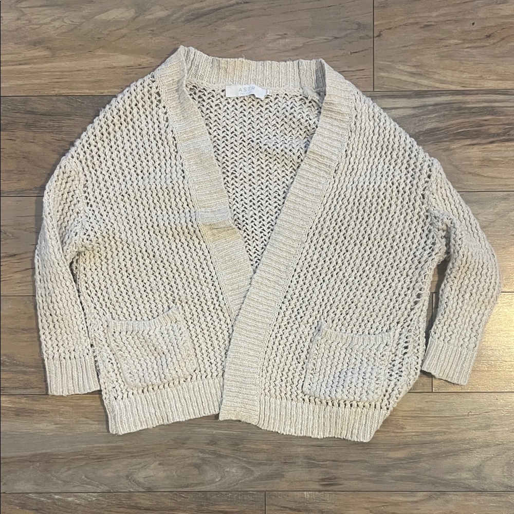 Astr Cream Open-Knit Cardigan